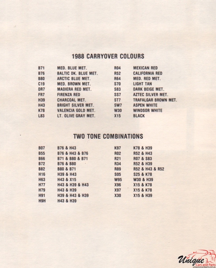 1988 Chrysler Colt Paint Charts ECS 2